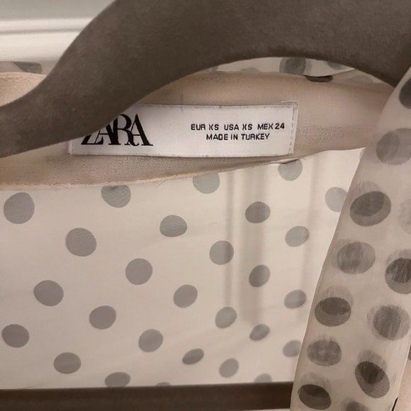 ZARA Diaphanous Polka Dot Blouse with Neck Tie - Picture 3 of 3